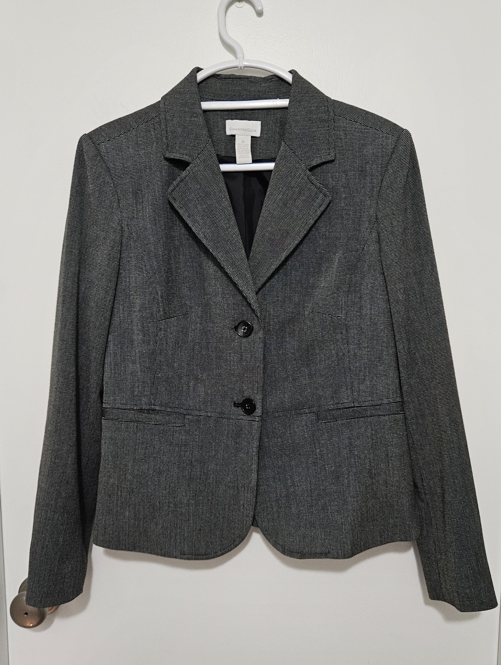 Charter Club Charcoal Gray Two-Button Tailored Blazer‎ Size 10